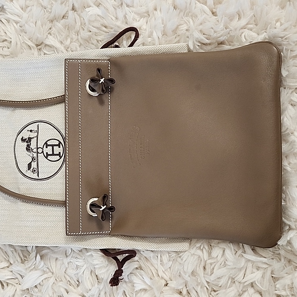 EUC Hermes Aline Crossbody Bag In Etoupe Swift Leather